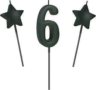 2.75in Tall Black Number 6 Birthday Candles, Glitter Happy Birthday Cake Cupcake Toppers Decoration and Celebrating for Adults/Kids Party Baking (2.75in Black Number 6)
