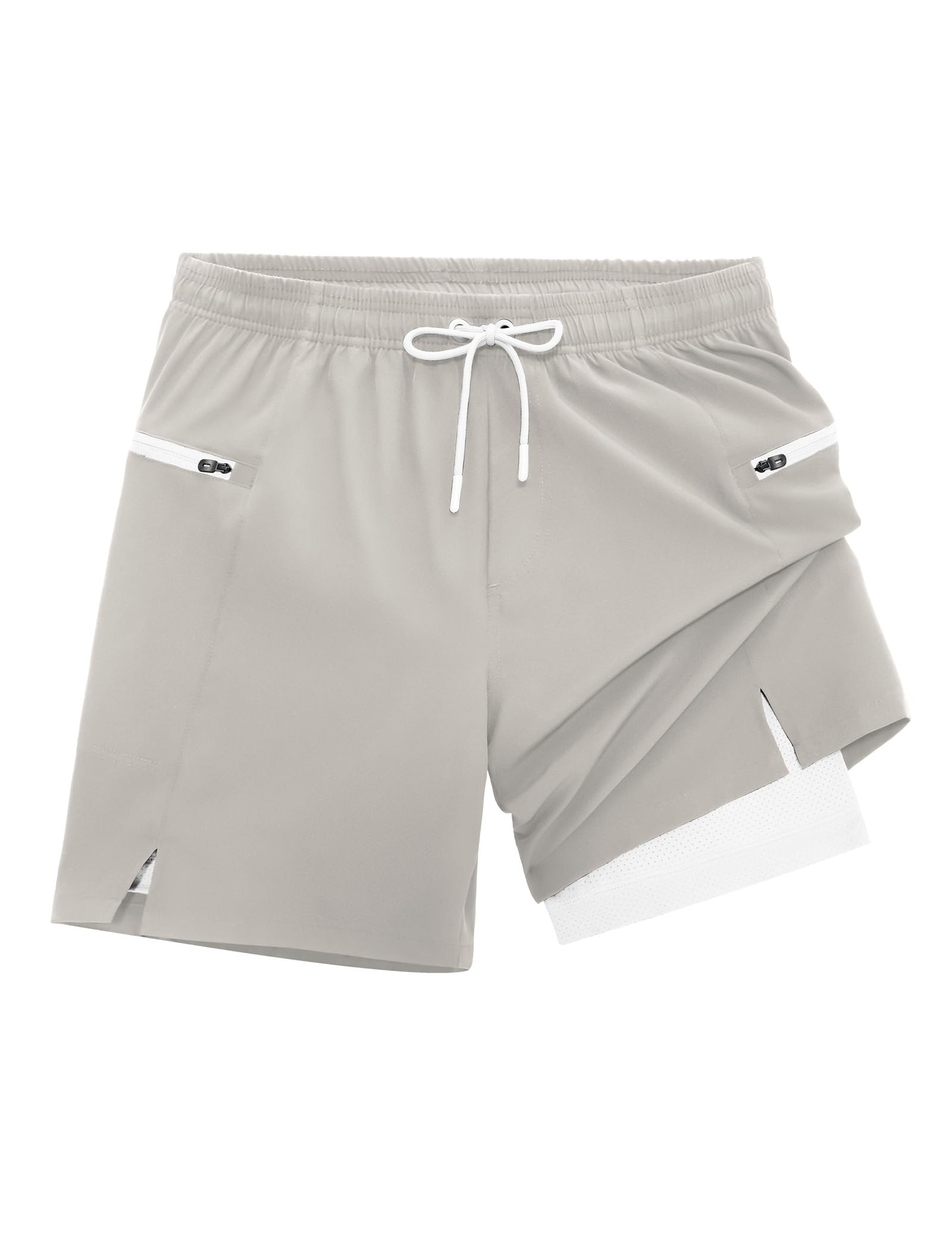 veepro Mens Running Shorts 2 in 1 Quick Dry Gym Workout Shorts Lightweight 7" At