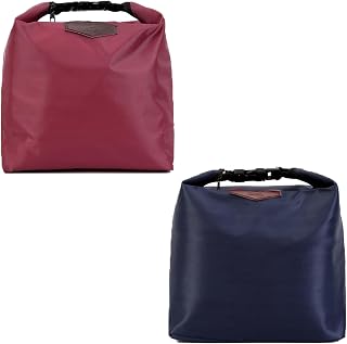 ZAHD 2 PCS Mini Insulated Lunch Bag with Zipper - Waterproof Lunch Bag for Work, School, Outdoor (Red Blue)