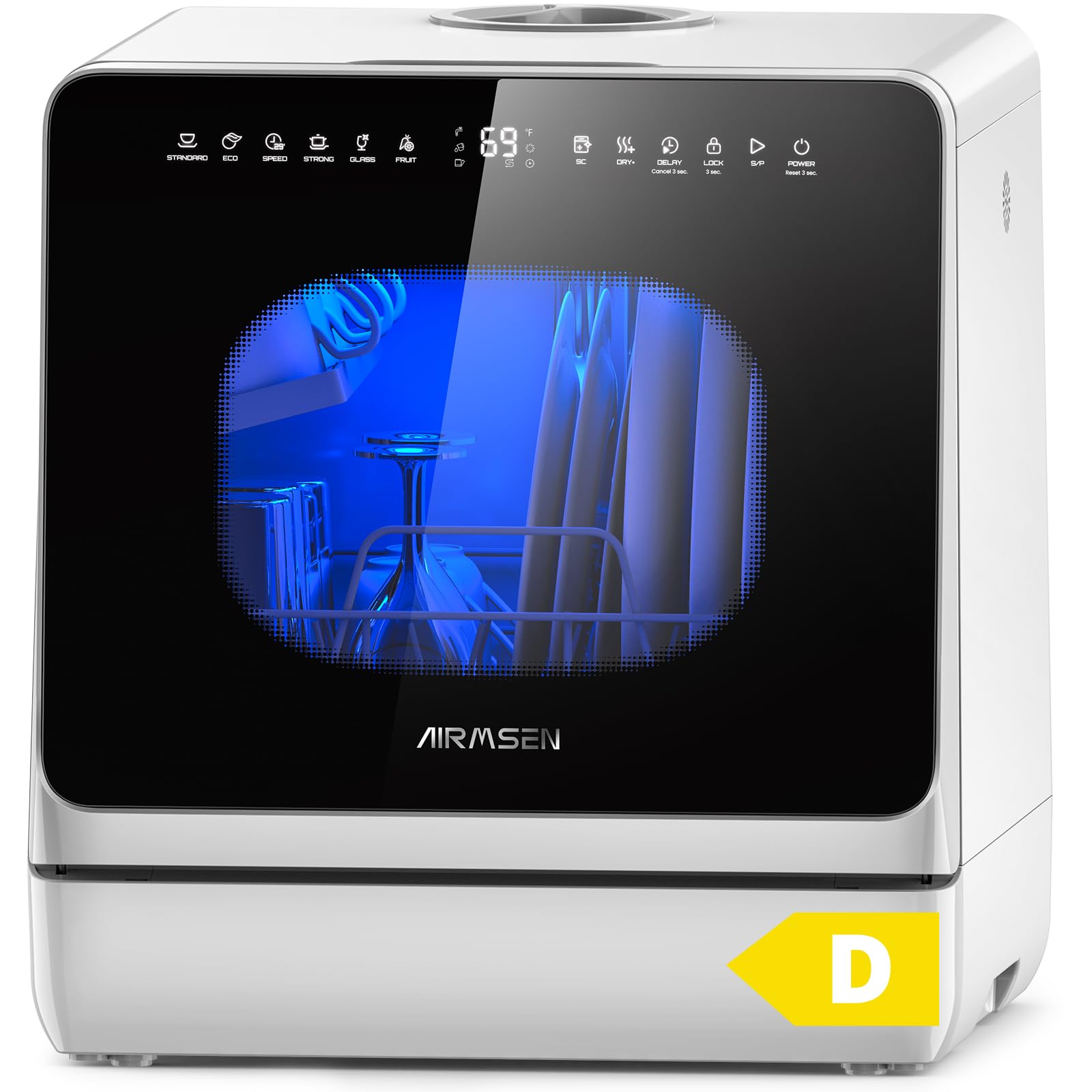 AIRMSEN NEW Upgraded Table Top Dishwasher, 8+3 Wash Programs, 5L Tank | Countert