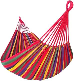 GOCAN Hammock 2 Person Outdoor bedsize 220 x 160cm（Red） | Poly-Cotton Hammock 500 Lbs Maximum Weight Capacity for Patio, Porch, Garden & Backyard Lounging, Indoor & Outdoor Use