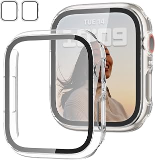 JZK Case with Screen Protector for Apple Watch SE3 Series 6/5/4 40mm,Clear | 2 Pack,for Apple Watch 40mm Cover with Tempered Glass,HD,Slim Guard Bumper,Hard PC Protective Cover for iWatch 6/5/4/SE 40mm