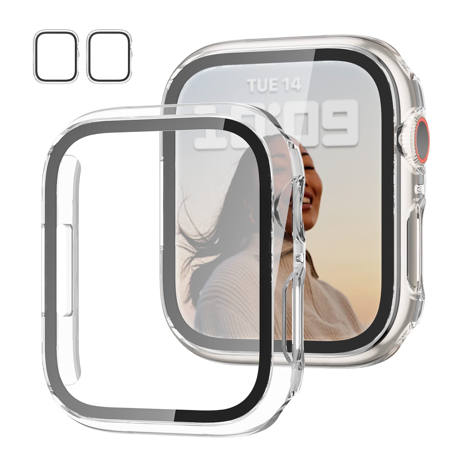 JZK Case with Screen Protector for Apple Watch SE3 Series 6/5/4 40mm,Clear | 2 P