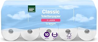 by Amazon Classic Toilet Paper 3 Ply 10 Rolls (10 Rolls, 1 Pack) 200 Sheets Per Roll FSC Certified