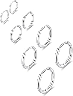 316L Surgical Stainless Steel Huggie Hoop Earrings 6mm 8mm 10mm 11mm 12mm 14mm Hypoallergenic Earrings Hoop Cartilage Helix Lobes Hinged Sleeper Earrings For Men Women