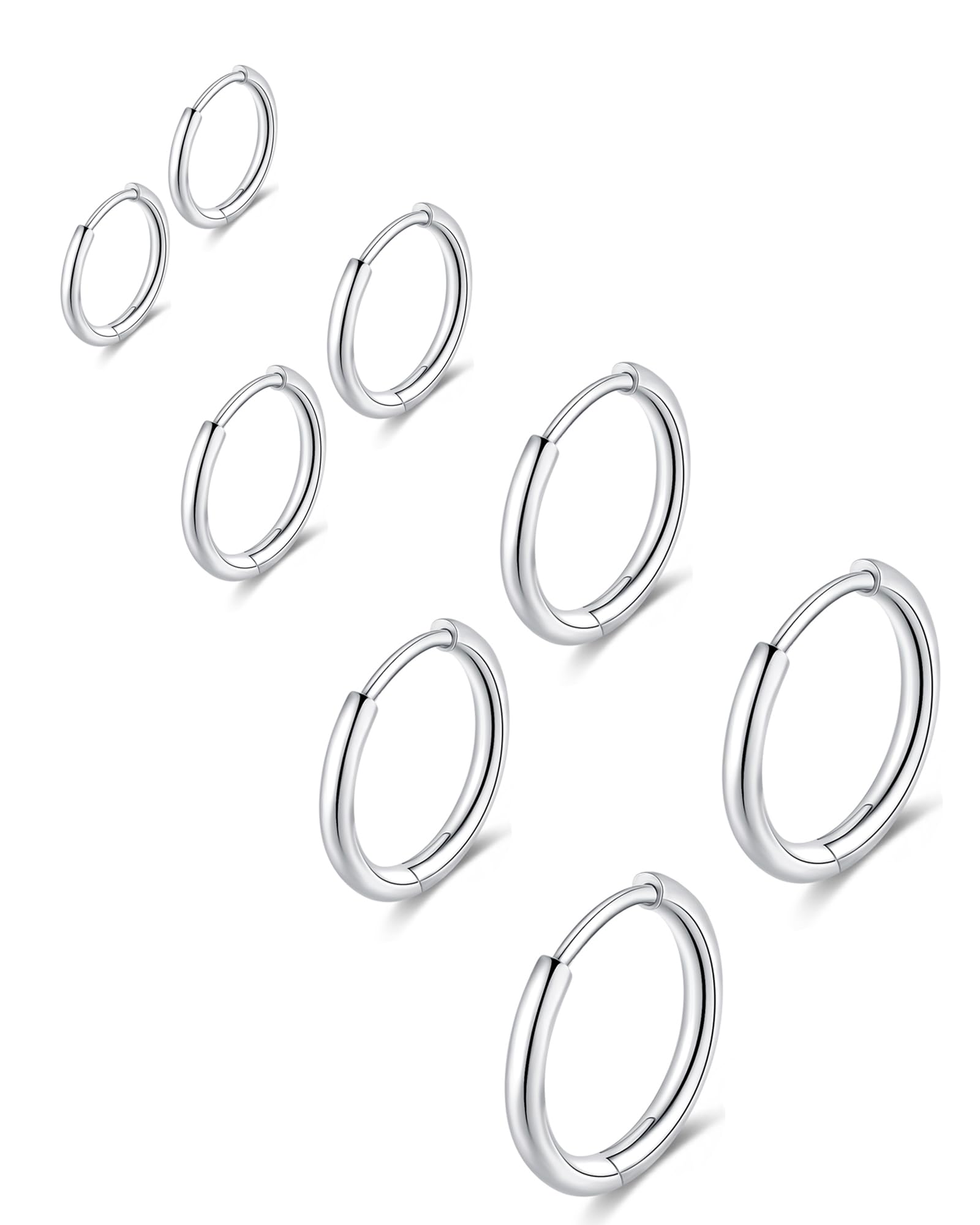 316L Surgical Stainless Steel Huggie Hoop Earrings 6mm 8mm 10mm 11mm 12mm 14mm H