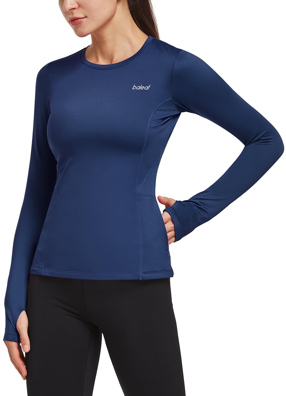 BALEAF Women's Thermal Fleece Tops Long Sleeve Running Athletic Shirt with Thumb