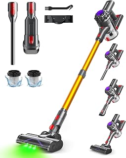 VACTechPro Cordless Vacuum Cleaner, 35kPa Handheld Vacuum, 6-in-1 Wireless with 35-Minute Run Time and Removable Battery, Stick Vacuum Ideal for Pet Hair/Carpet/Hard Floors & Gold | 6 en 1 Inalámbrica con 35minutos de autonomía y batería extraíble,Ideal para Pelo de Mascota/Alfombra/Suelo Duro