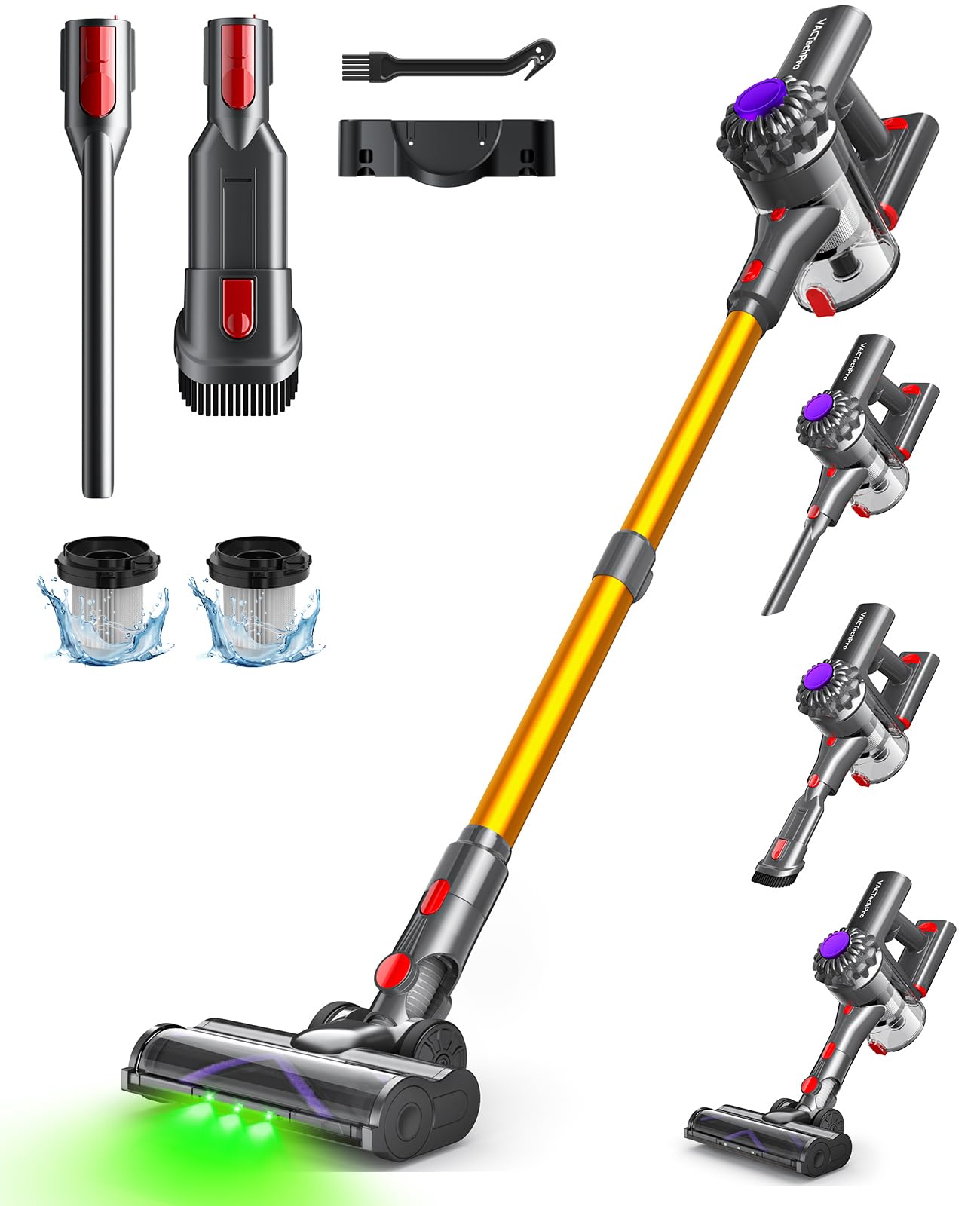 VACTechPro Cordless Vacuum Cleaner, 35kPa Handheld Vacuum, 6-in-1 Wireless with 