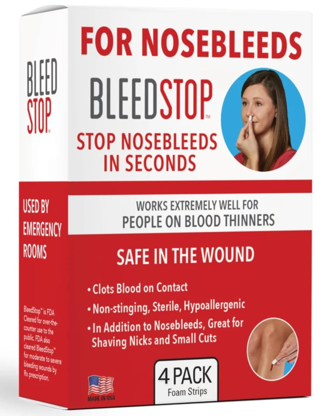BleedStop™ Nosebleed Strips – Fast Acting Blood Coagulant Foam Inserts – Helps C