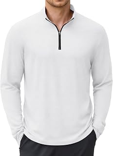 COOFANDY Polo de manga larga para hombre, ligero, casual, con cremallera de un cuarto