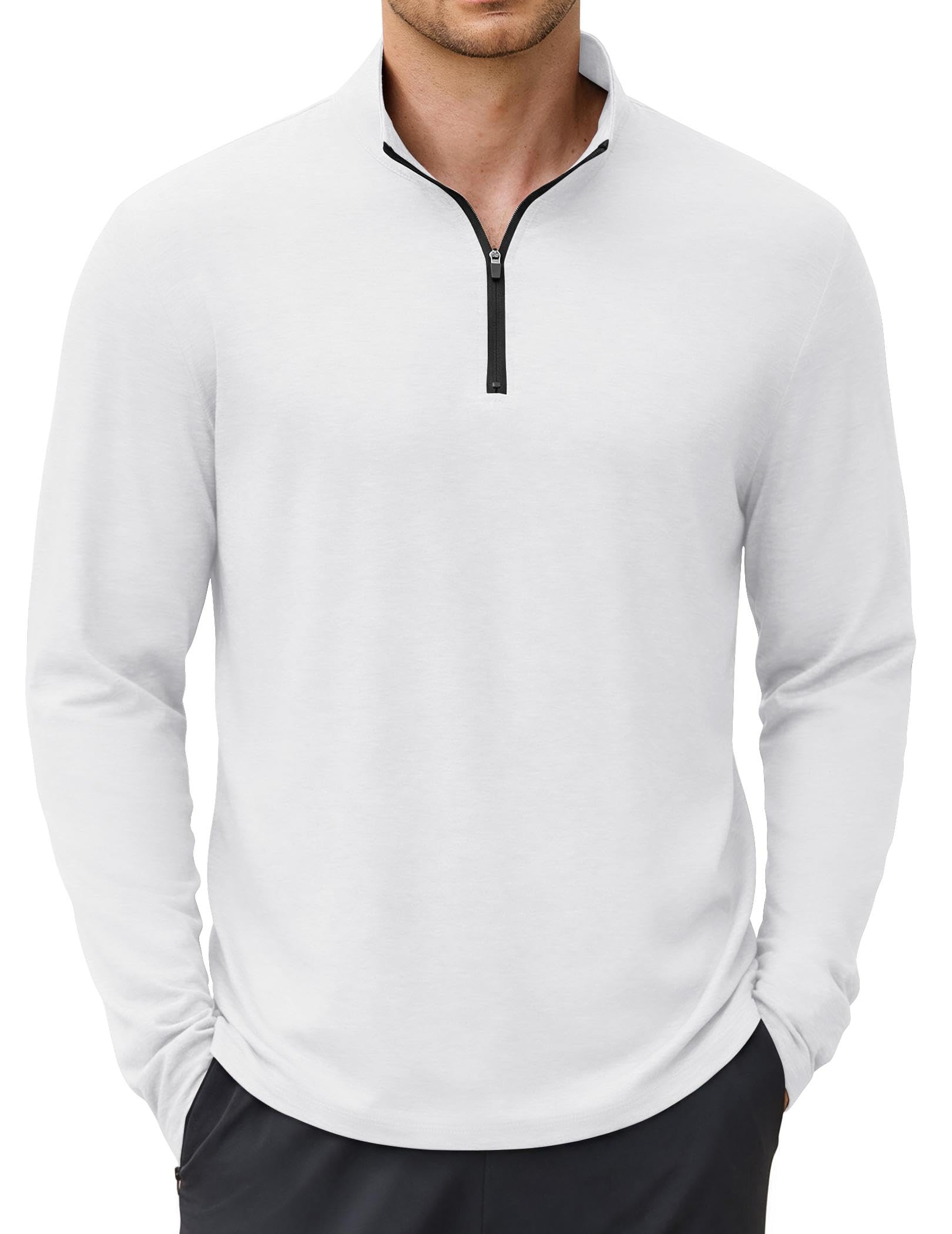 COOFANDY Polo de manga larga para hombre, ligero, casual, con cremallera de un c