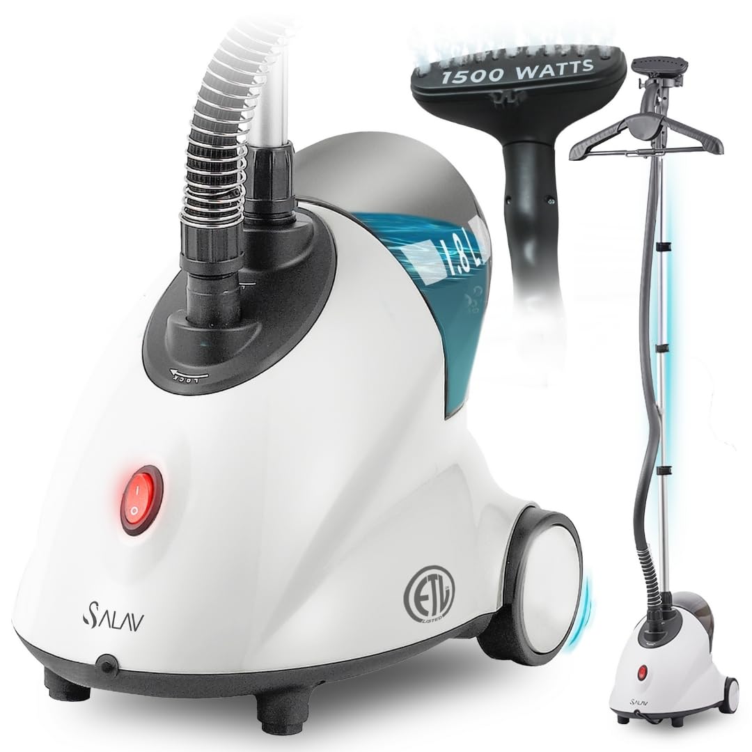 SALAV GS18-DJ Professional Standing Clothes Steamer w/Roll Wheels for Easy Movem