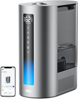 DREO 6L Smart Humidifier for Bedroom, 28dB Quiet, 60H Runtime, Cool & Warm Mist, Top Fill with 360° Rotating Nozzle, Humidity Sensor, Baby, Indicator Light, Essential Oil Tray, App, Alexa & Google