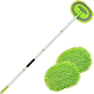 Ordenado 62" Car Wash Brush kit with Long Handle & Scratch-Free Refill Head | Chenille Microfiber Car Wash Mop Mitt, Car Washing Stick, Car Clean Brush Kit, Car Cleaning Supplies for RV Truck Boat, Green