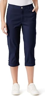 Gloria Vanderbilt Cargo Capri Tab Roll Cuff with Zip Front And Elastic Waist Standard Pantaloni Donna