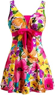 ECUPPER Womens Plus Size Swimsuit One Piece Skirted Swimwear Tummy Control Swimming Costume with Shorts