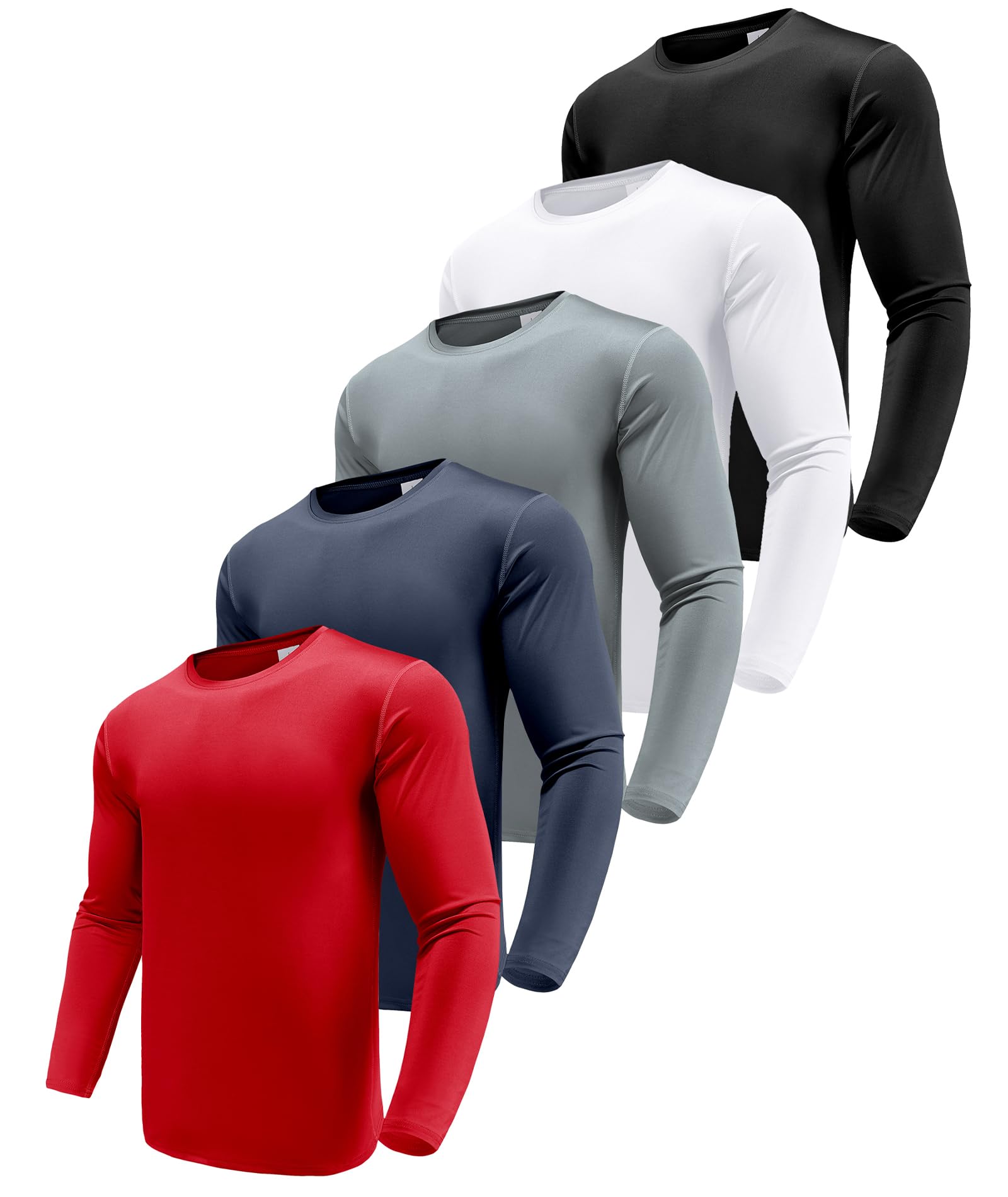 Boyzn Men's 1, 3 or 5 Pack Performance Long Sleeve T-Shirts, Quick Dry UPF 50+ S