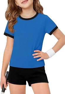 Haloumoning Camisetas de manga corta para niñas de verano con cuello