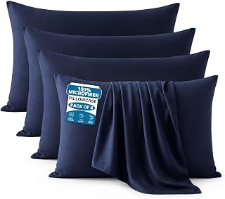 Moonlight Bedding Navy Pillow Cases 4 Pack Standard (50 x 75cm) Microfibre