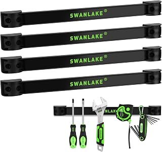 SWANLAKE 4-Piece 12" Magnetic Tool Holder Strip,4-Pack Tool Magnet Bar for Garage Organization, Shop Organization, Mounting Screws Included.