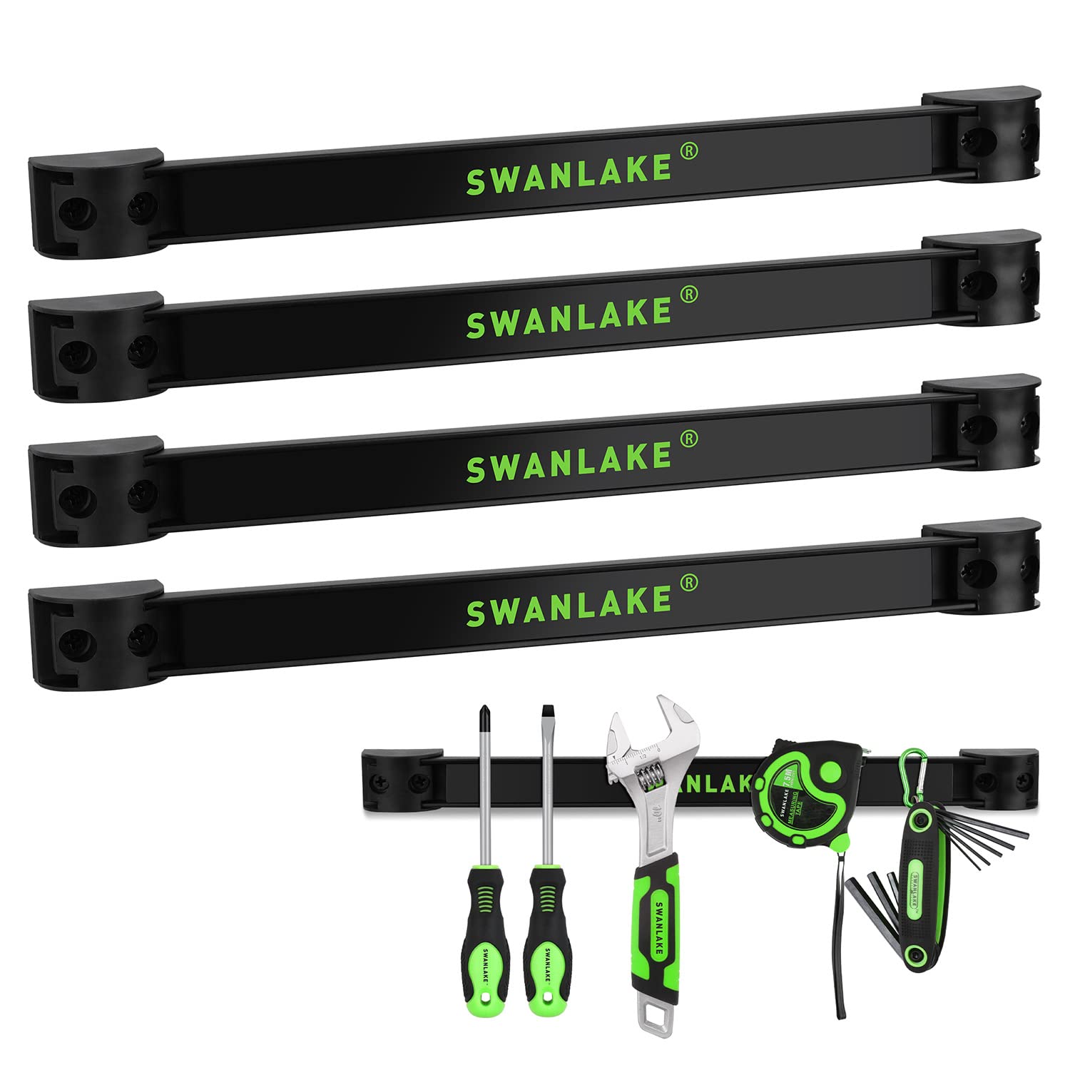 SWANLAKE 4-Piece 12" Magnetic Tool Holder Strip,4-Pack Tool Magnet Bar for Garag