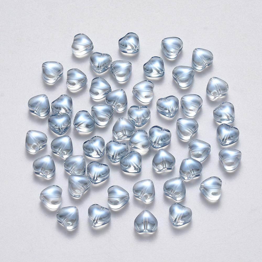 100pcs Heart Shape Clear Glass Beads with Top Hole Mini Heart Loose Beads Spacer