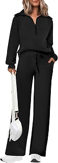PRETTYGARDEN Women's 2 Piece Matching Lounge Set Sweatsuits | Zip Up Sweatshirt, Long Sleeve Pullover Tops, Elastic Waist Drawstring, Wide Leg Pants Pocket, Fall Tracksuit, Spring Outfits