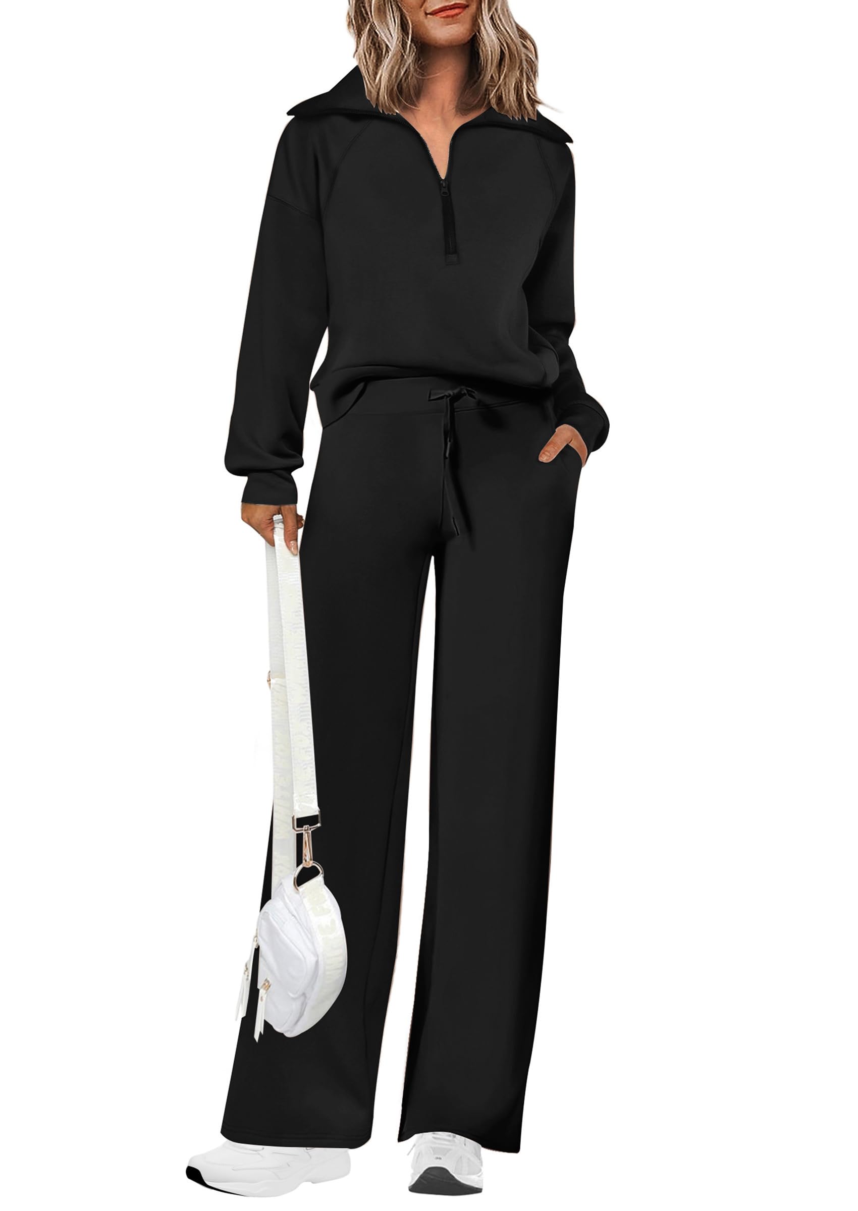 PRETTYGARDEN Women's 2 Piece Matching Lounge Set Sweatsuits | Zip Up Sweatshirt,