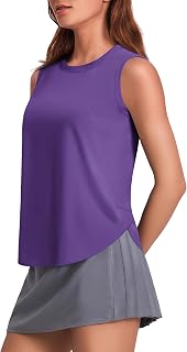 PINSPARK Workout Tank Tops Woman UPF 50+ Side Slits Athletic Yoga Shirts