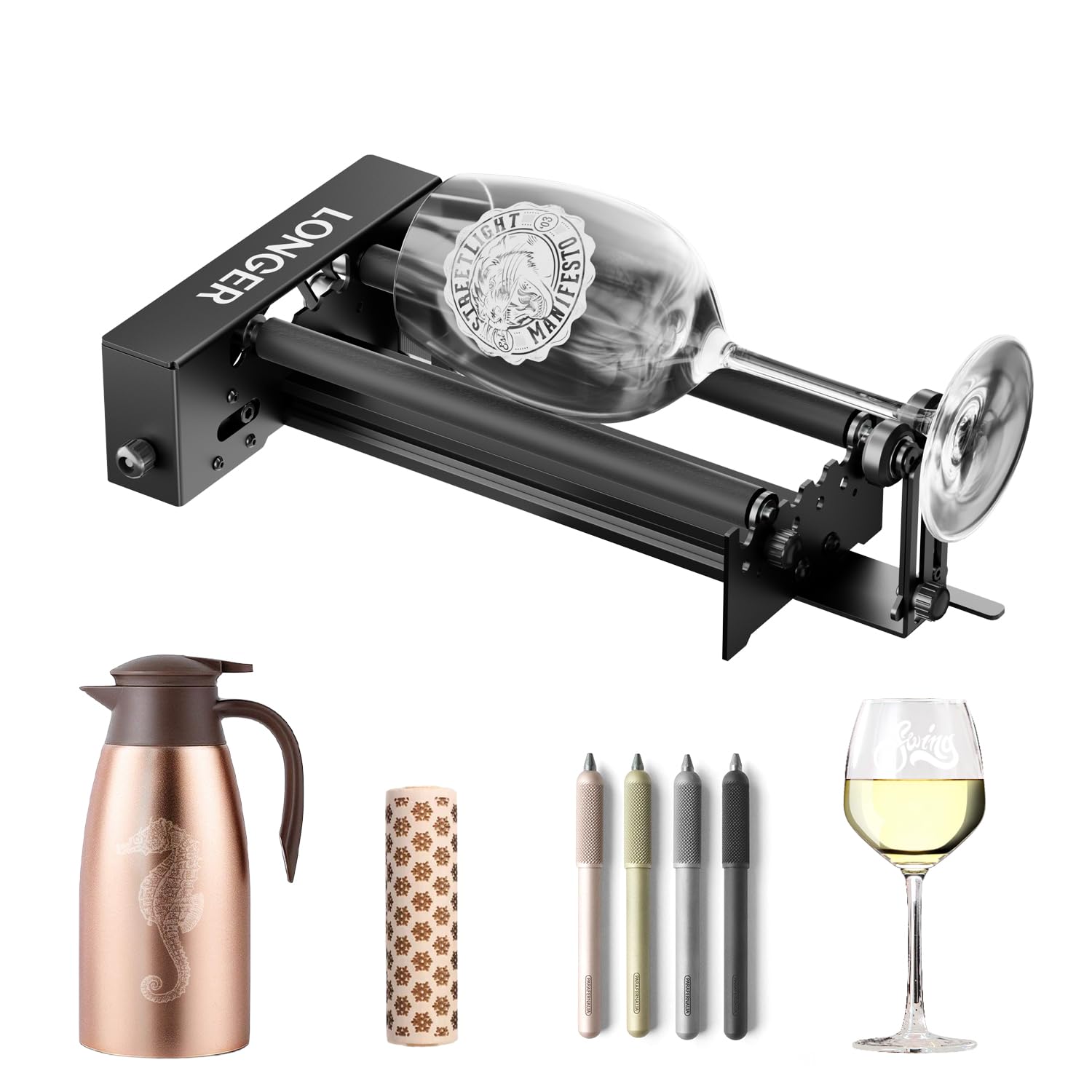 Longer Laser Engraver New-Rotary Roller, Y-axis 360° Rotation, Compatible with O