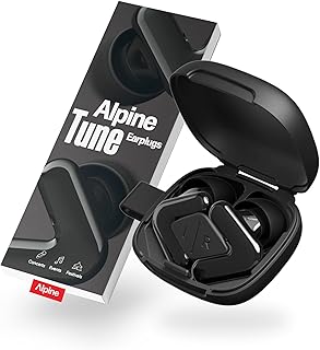 Alpine Tune Concert Ear Plugs Hi-Fi | Comes with 4 Tip Sizes 19dB Black | Music preservation, gigs, concerts, festivals & clubs. Noise reduction. Includes 4 tips (XS, S, M, L). Reusable. With case.