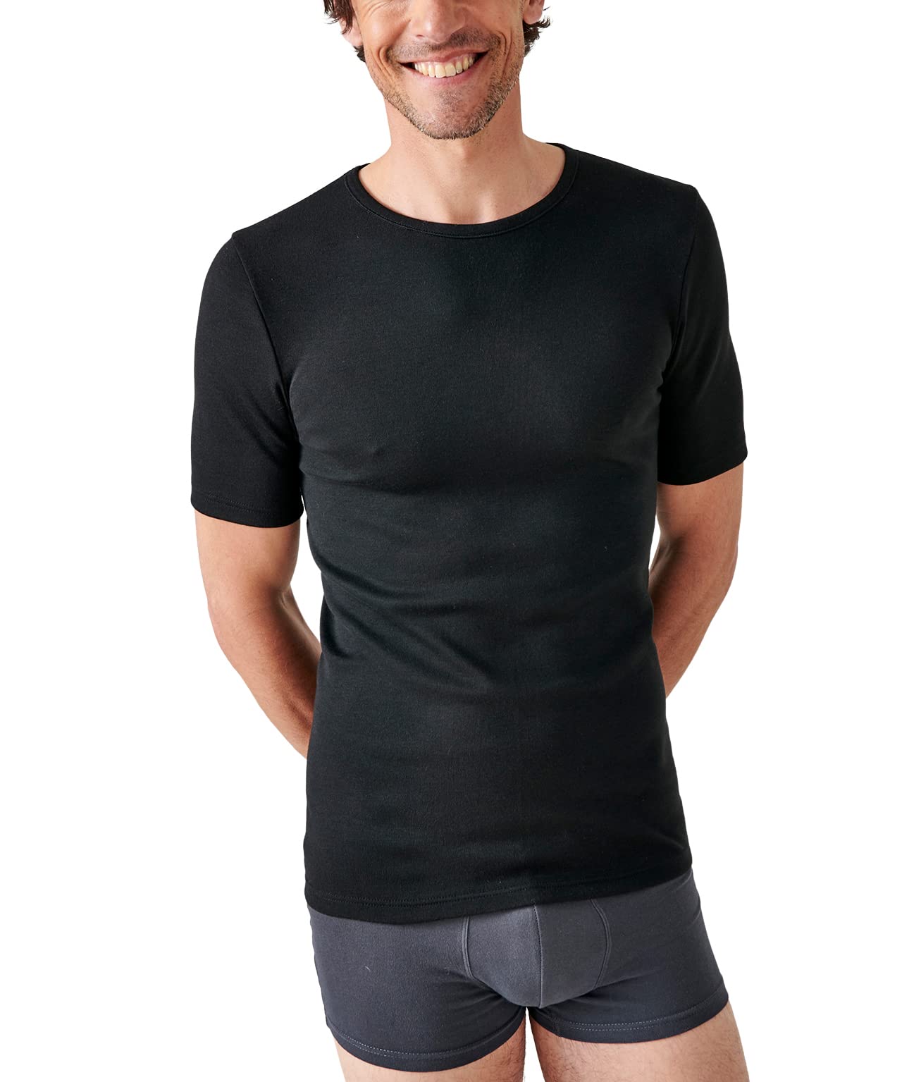 Damart - Men's T-shirt, Short Sleeve, V-Neck - Thermolactyl Thermal, Interlock K