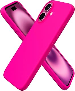 ORNARTO Shockproof Silicone Case for iPhone 16, Pink