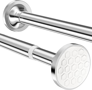 Shower Curtain Rail 50-70CM φ25mm Silver Extendable Curtain Rod No Drilling Telescopic Pole Stainless Steel Tension Rods for Living Room, Bedroom, Bathroom, Balcony