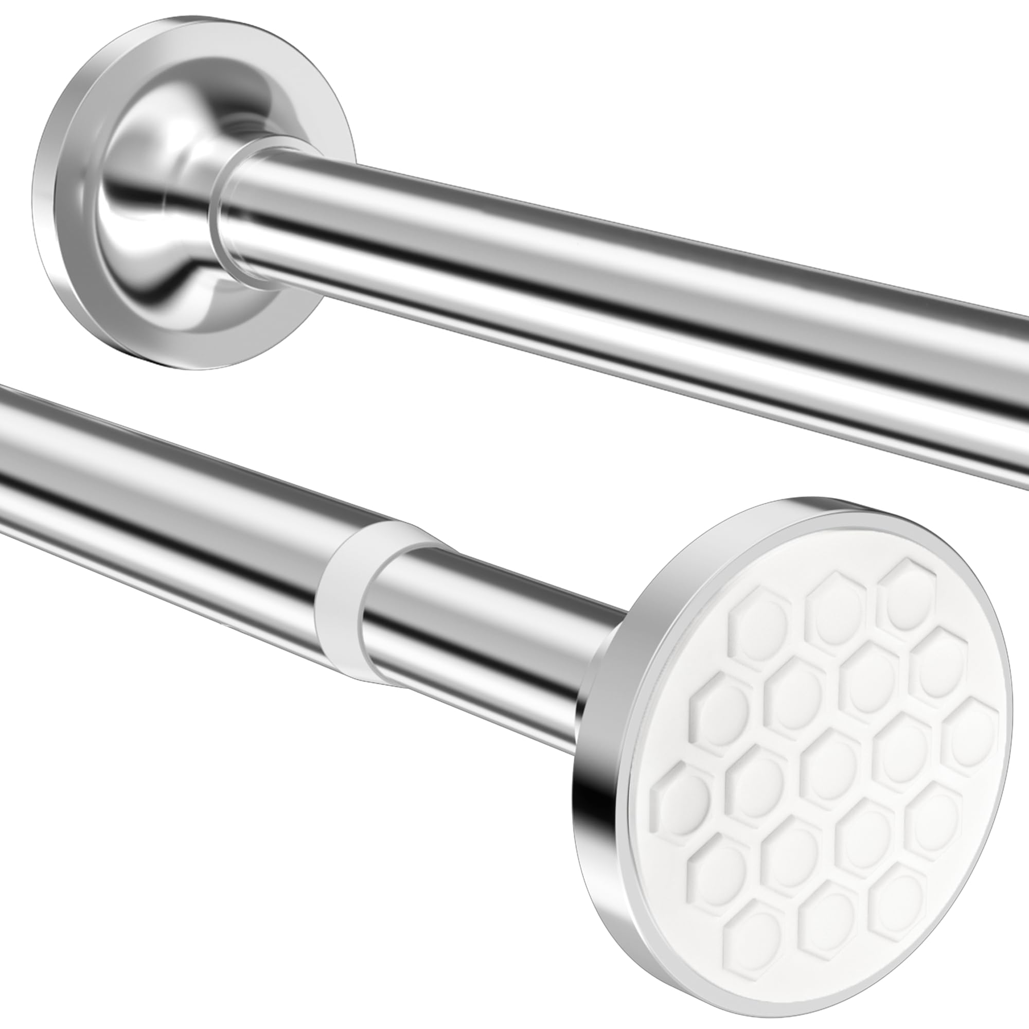 Shower Curtain Rail 50-70CM φ25mm Silver Extendable Curtain Rod No Drilling Tele