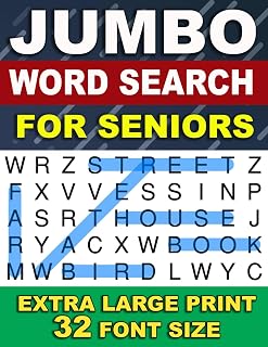Jumbo Word Search For Seniors: 50 Extra large Print Puzzles: 1500 Words and With Solutions (32 Font Size Word Search)