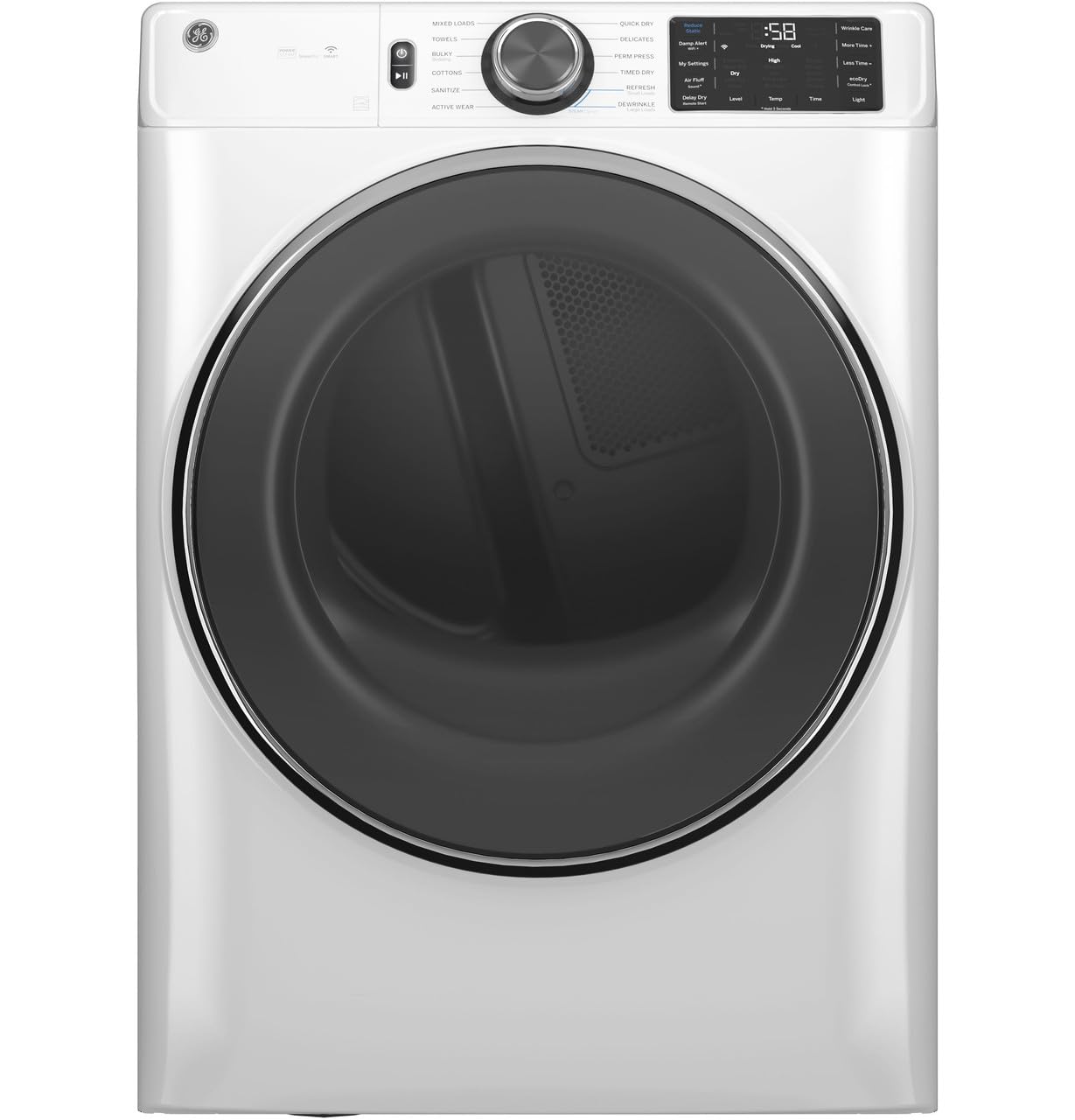 GE 7.8 cu. ft. Smart Front-Load Electric Dryer with Steam and Sanitize Cycle Whi