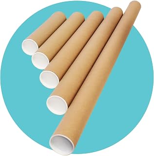 Triplast 2 x A0 Postal Tubes with End Caps (885x45mm | 35x1.8inch) - Cardboard Tube Mailers for Packing, Storing & Shipping Posters, Charts, Blueprints, Maps, Artwork & Other Rolled Documents
