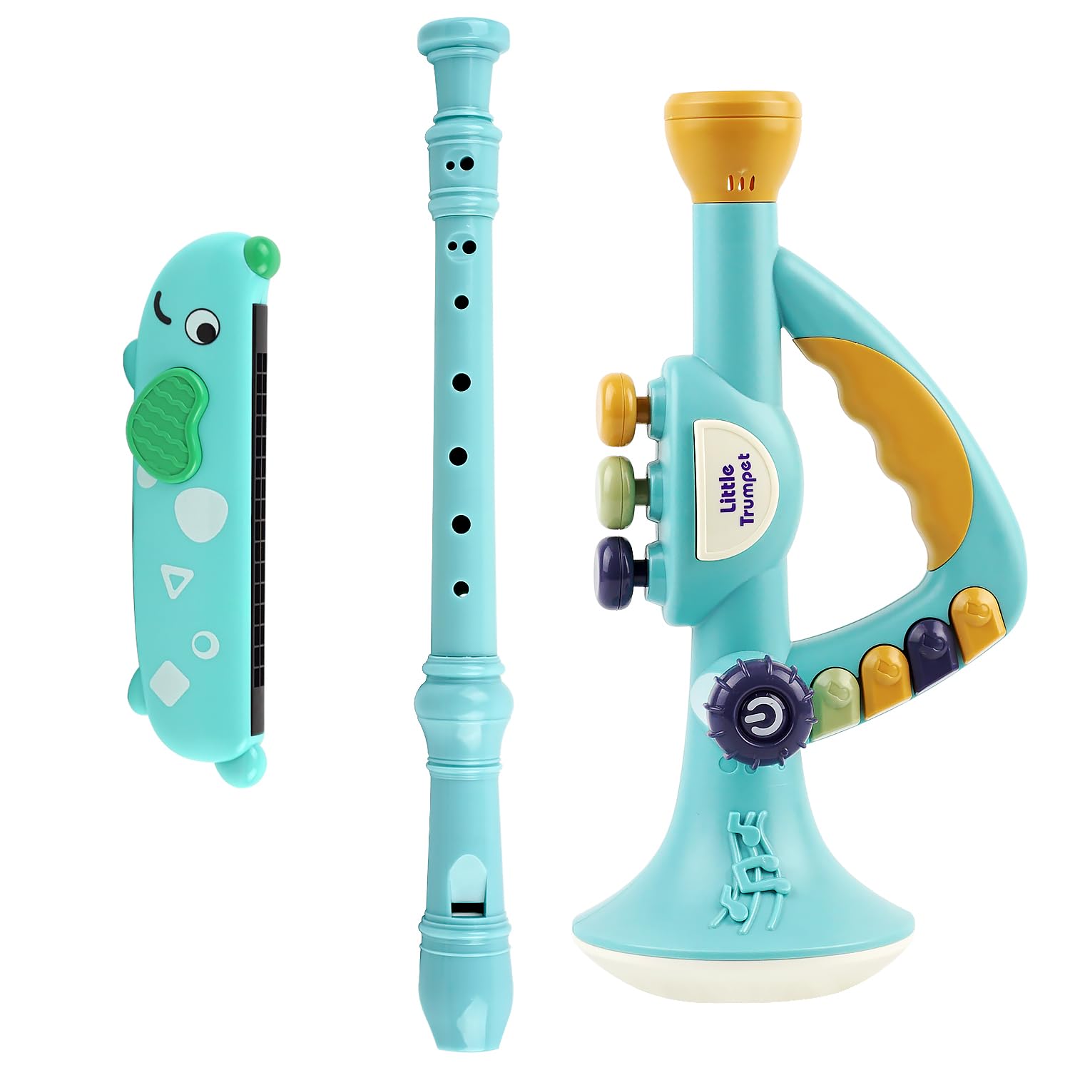 Toddler Musical Instruments Toy, Trumpet, Harmonica, Recorder Flute for Kids Bab