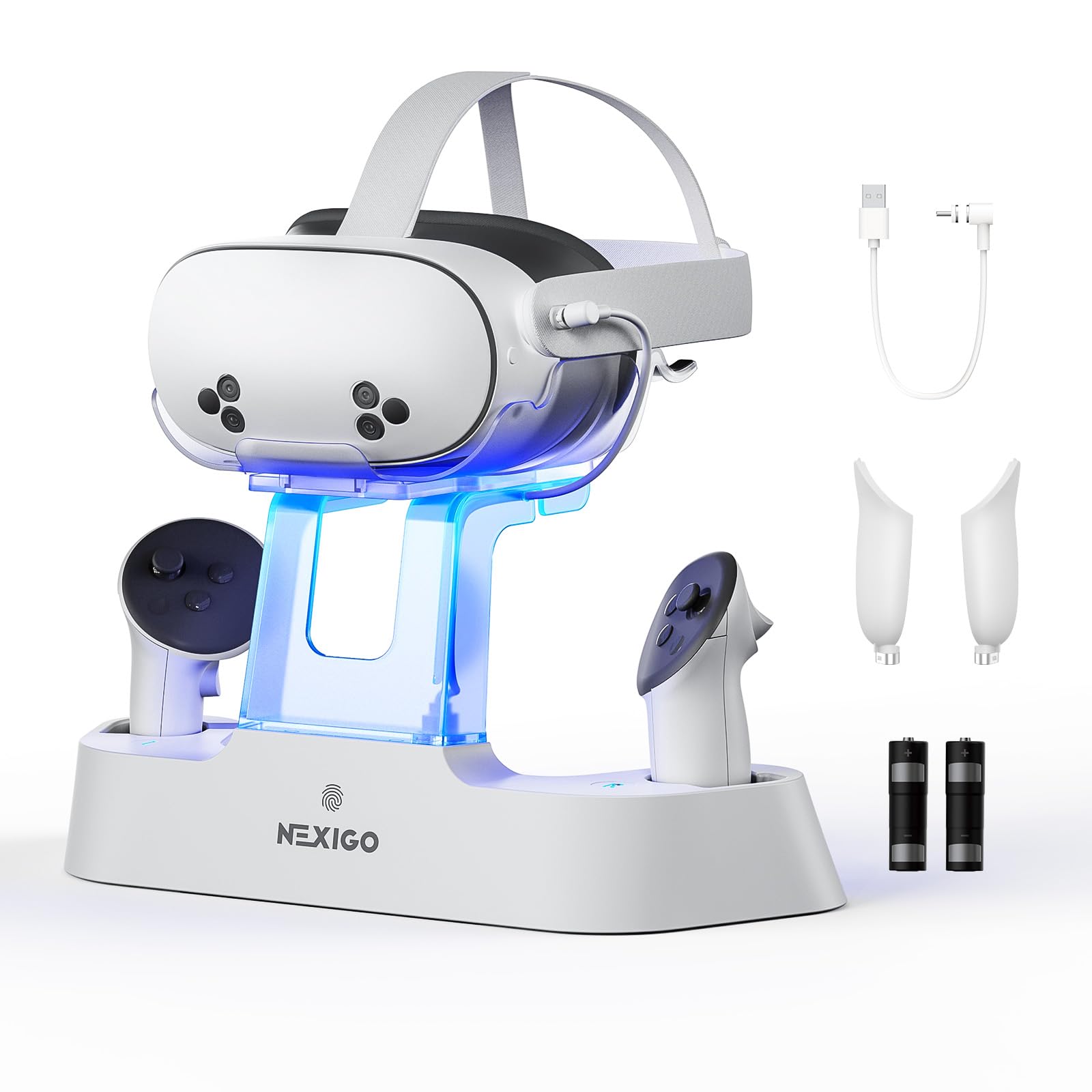 NexiGo Enhanced Charging Dock for Meta Quest 3 and 3S, with LED Light [On/Off], 