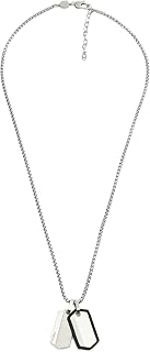 Fossil Men's Stainless Steel Dog Tag Necklace with Lobster Clasp