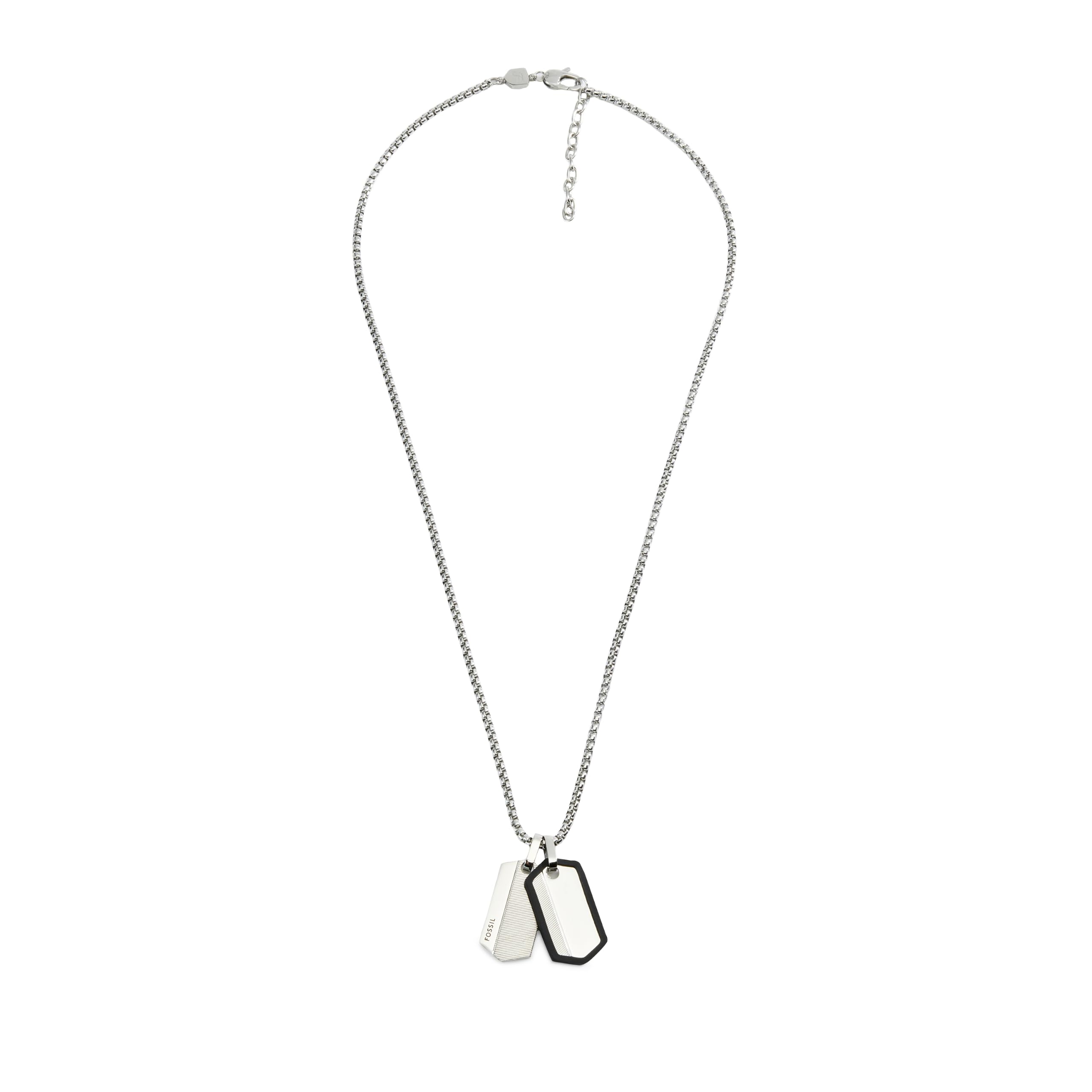 Fossil Men's Stainless Steel Dog Tag Necklace with Lobster Clasp