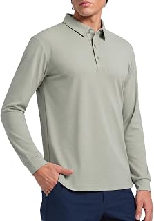MIER Polo de manga larga para hombre, ajuste seco, para golf, atletismo, trabajo, camisa con cuello con protección solar UV SPF (UPF 50+ inherente)