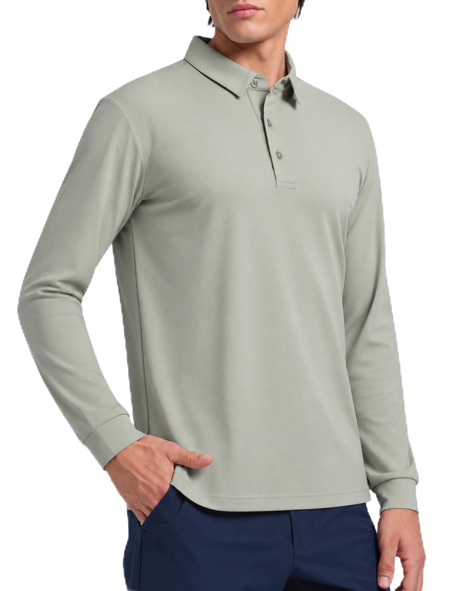 MIER Polo de manga larga para hombre, ajuste seco, para golf, atletismo, trabajo