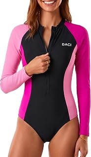 Daci Women One Piece Long Sleeve Zipper Swimsuit UPF 50