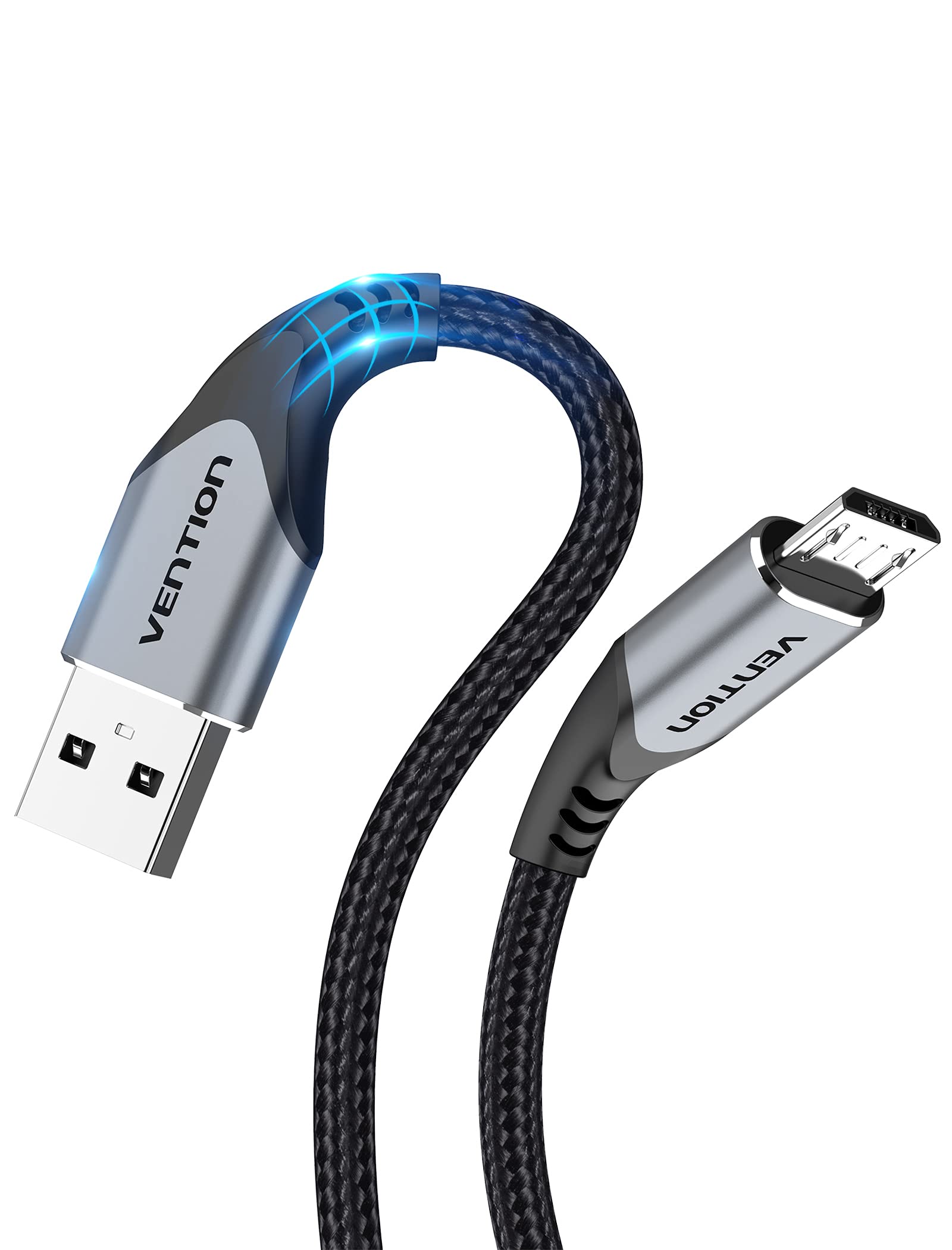 VENTION 2M Nylon Braided Micro USB Charger Cable for Kindle Fire Tablet, PS4 Xbo