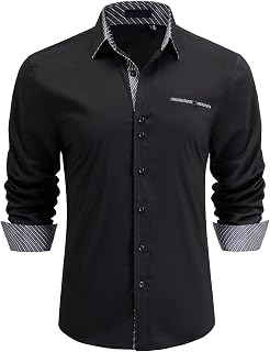 Enlision Men's Dress Shirts Long Sleeve Business Casual Shirt Regular Fit Button Up Shirts