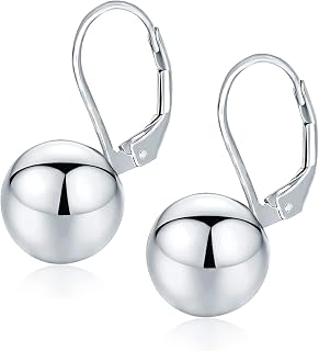 Charmsy 925 Sterling Silver Ball Earrings Classic Leverback Drop Dangle Earring For Women Teen