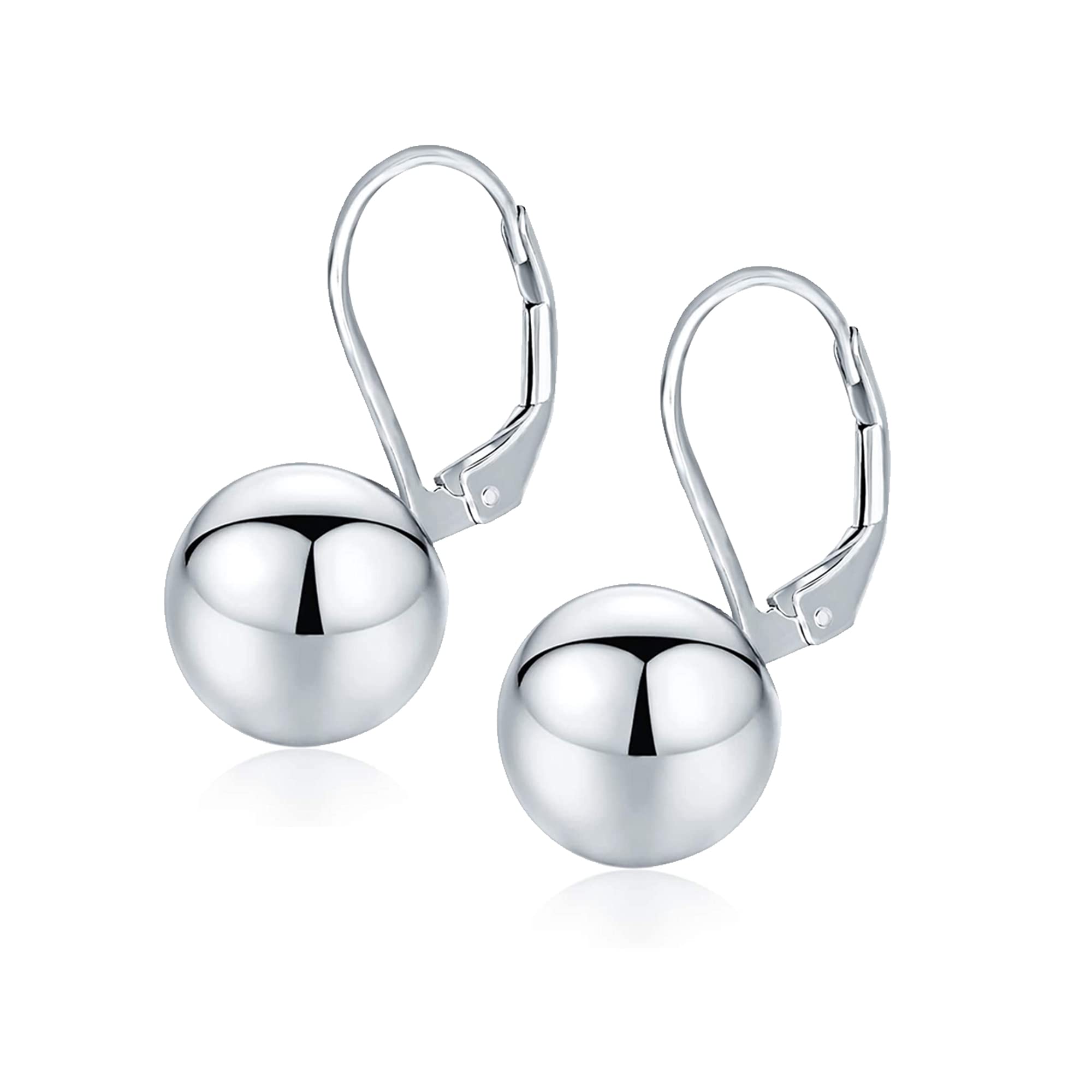 Charmsy 925 Sterling Silver Ball Earrings Classic Leverback Drop Dangle Earring 